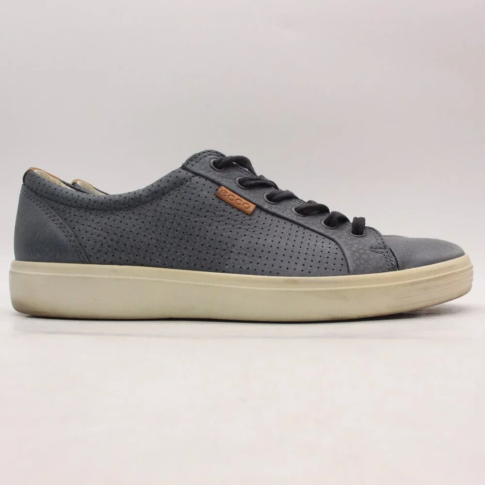 Ecco Soft 7 Men's EU 43 Perforated Casual Sneakers Blue Nubuck Lace Up Sneakers